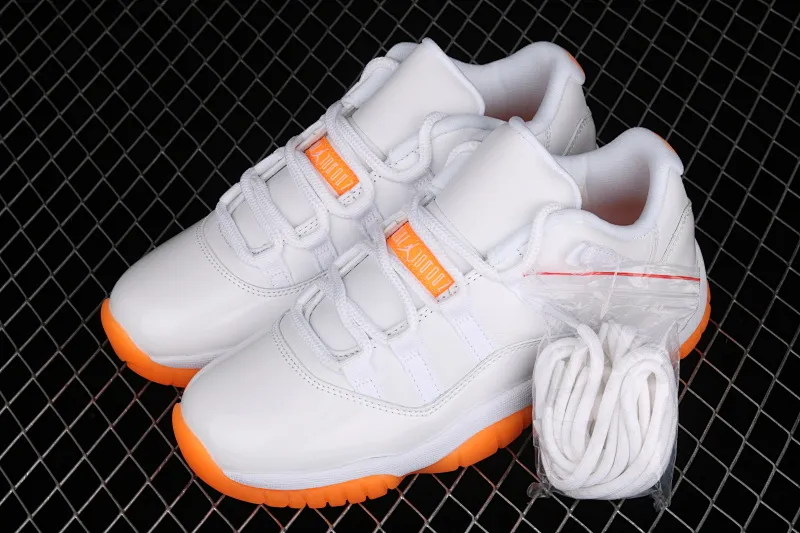 All categories Air Jordan Jordan series basketball shoes Air Jordan 11 pure original version Air Jordan 11 Bright Citus AJ11 Joe 11 white orange low-top basketball shoes AH7860-139